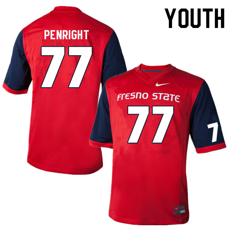 Youth #77 Toreon Penright Fresno State Bulldogs College Football Jerseys Sale-Red